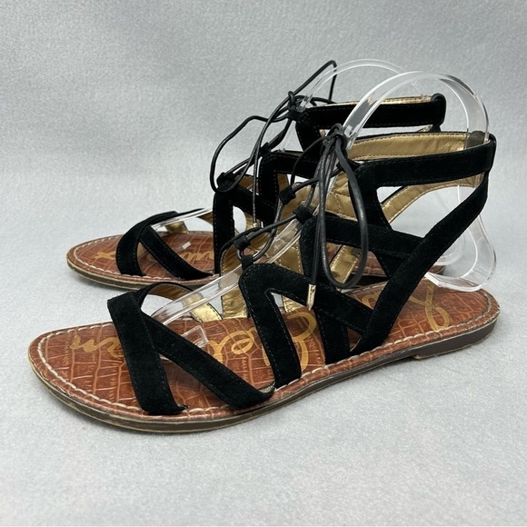 Sam Edelman Women’s Katya Black Suede Gladiator Sandal Zip Back Lace Up Size 8. - Picture 1 of 16